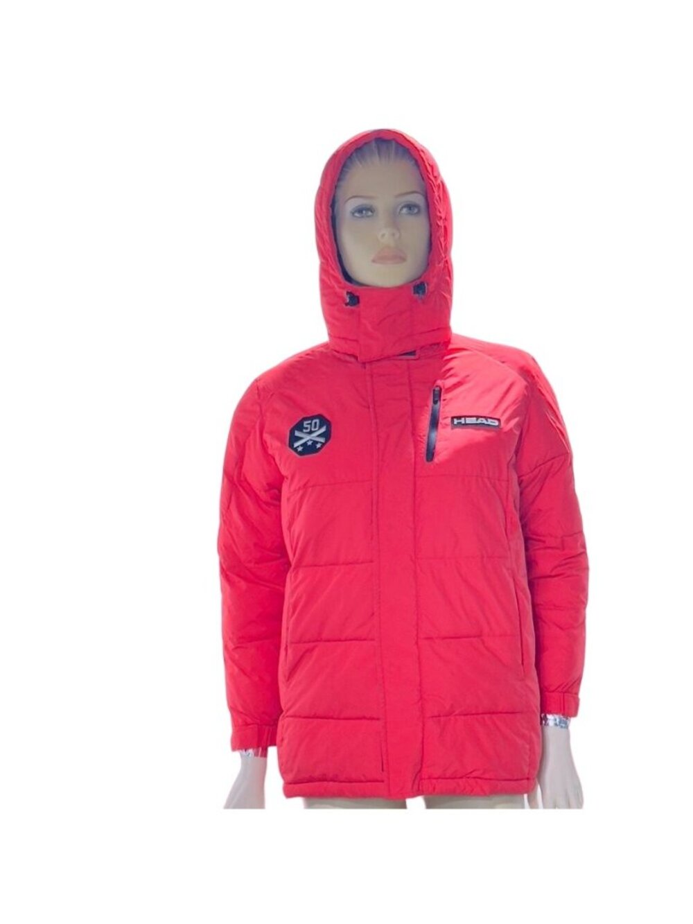Head Ski Jacket Award Red Puffer Full Zip Hoodie Nylon Polyester Filled Kids Uni